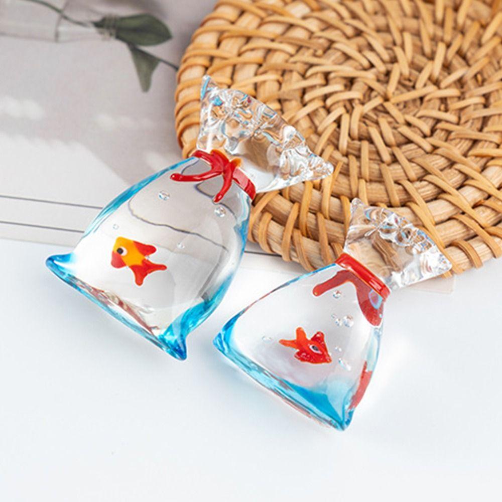 Creative Mini Glass Fish Tank Handmade Transparent Mini Pocket Fish Statue Cute Vibrant Colors Desktop Ornament