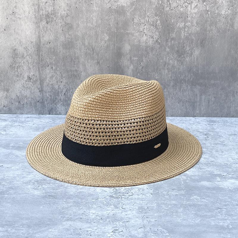 Straw Hollow Panama Straw Hat Men And Women Summer Seaside Vacation Beach Hat Jazz Hat Sun Visor Top Hat