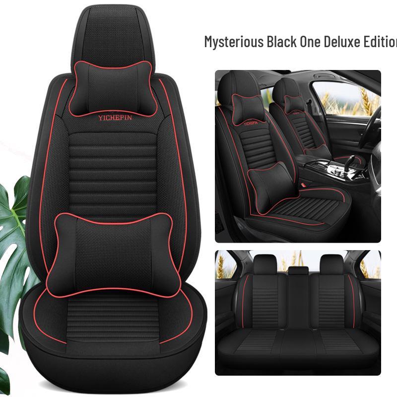 Universal All-Season Cartoon Linen Car Seat Cover - Full Wrap, Winter Special