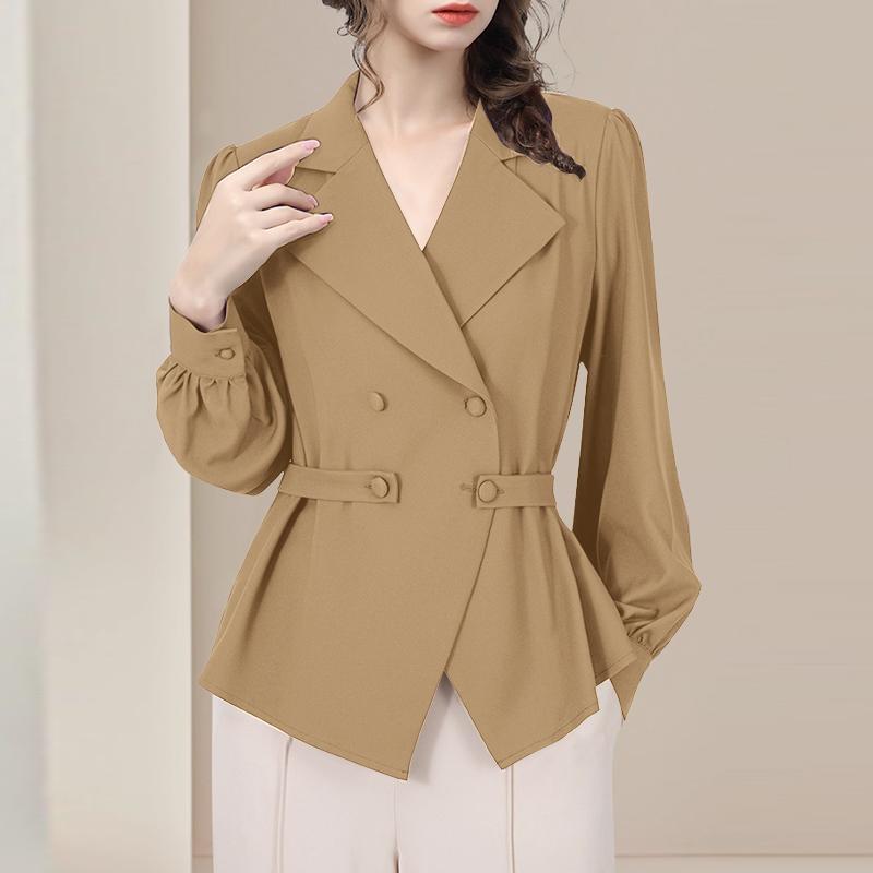 ZANZEA Women Casual Turn Down Collar Long Sleeve Elegant Blouse