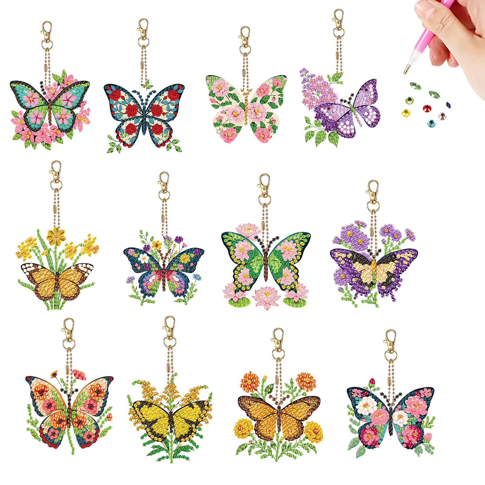 

12Pcs DIY Double Sided Diamond Painting Keychain Diamond Painting Keyring Pendants for Girls Beginners Adult Craft Gifts