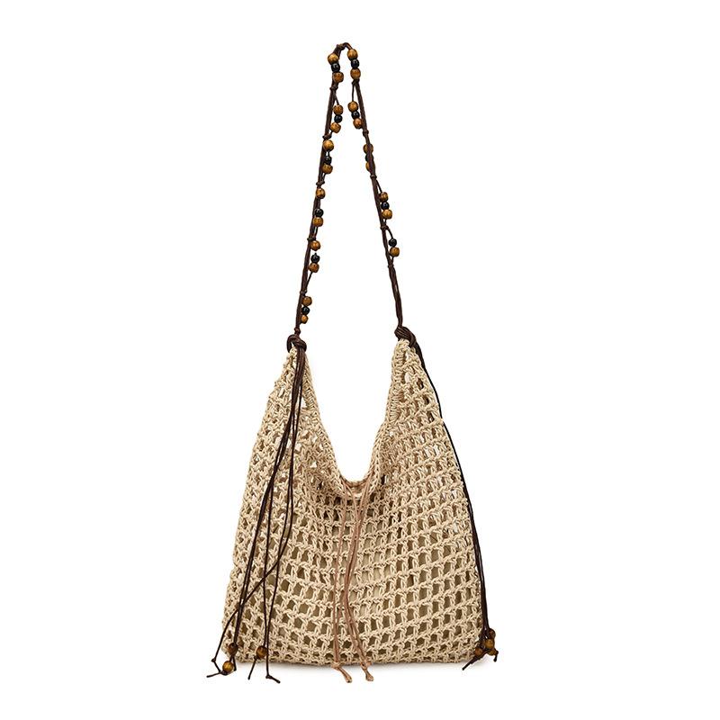 Summer Lazy Wind Hollow Straw Bag Large Capacity Shoulder Tote Bag Hand Woven Holiday Beach Bag