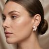 Pinkdudu French Vintage Pink Floral Earrings Blossom Studs with Rhinestones Daily Jewelry PD2468
