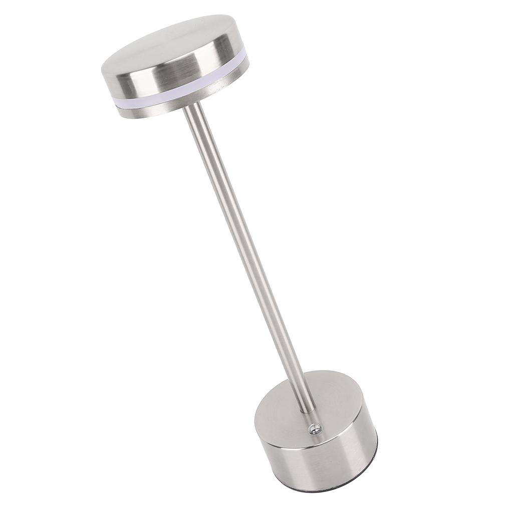 Rechargeable Cordless Table Lamp Modern Dimmable 3 Color Temperatures Portable Bedside Lamp Silver