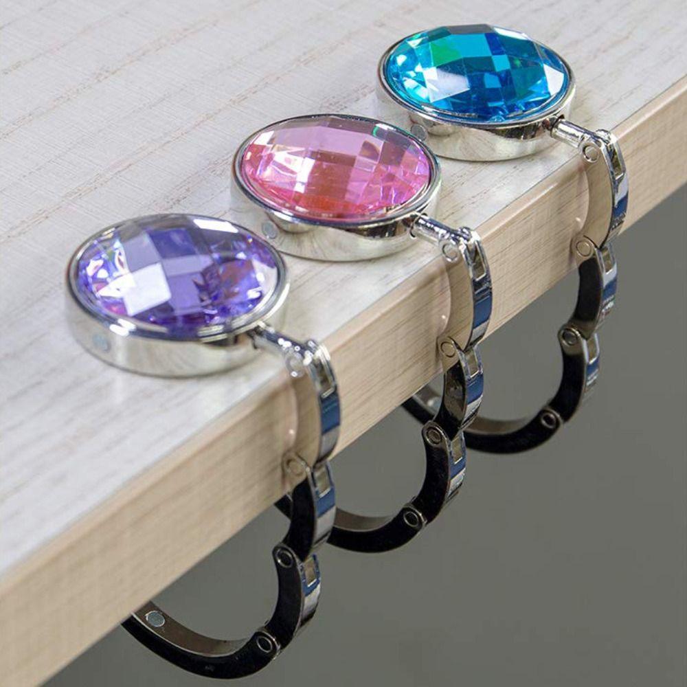 Portable Metal Handbag Hanger Space Saving Folding Foldable Bag Hook Organizer Multi-Functional Desktop Bag Hook For Desk