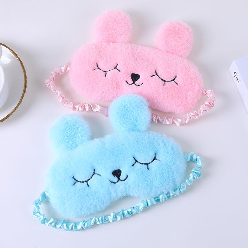 Cute Cartoon Rabbit Ears Plush Silk Eye Mask with Hot and Cold Pack - Comfortable Sleep Mask Available