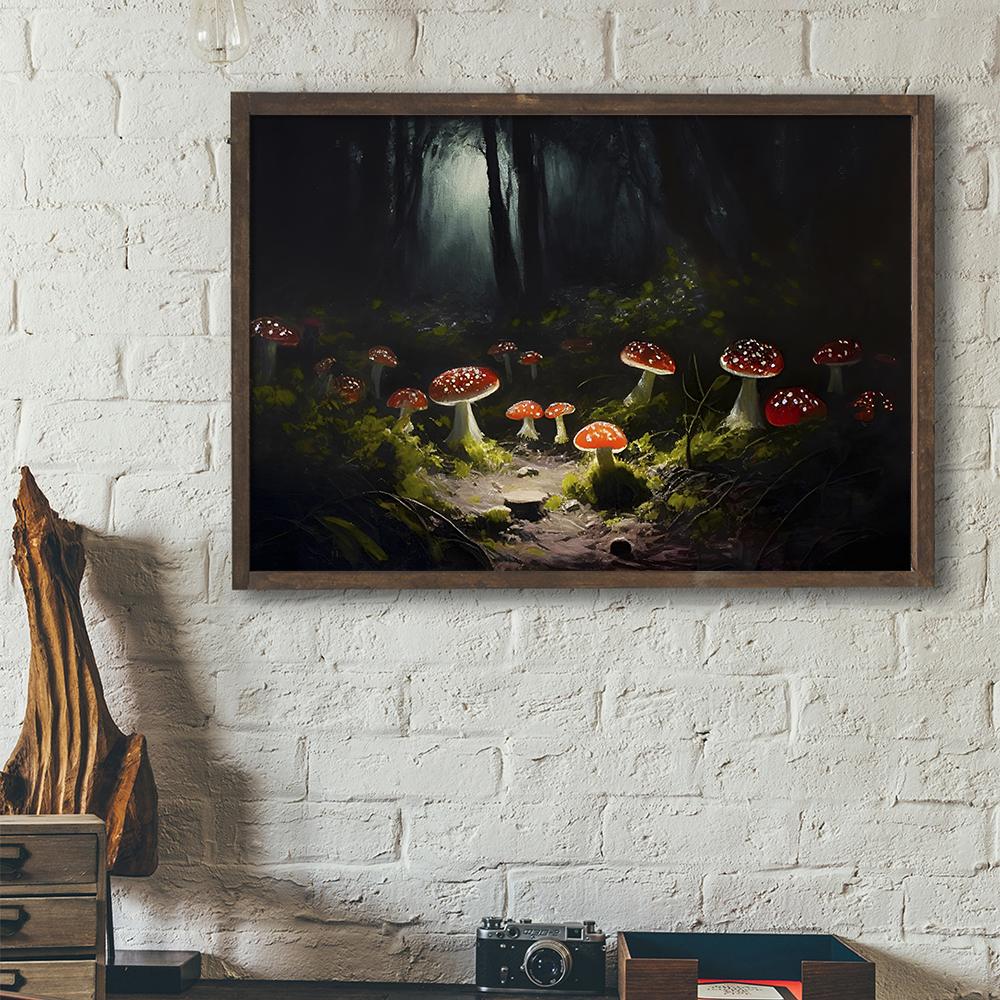 Vintage Fjäril Mal Svamp Konsttryck Insektscen Canvas Målning Poster Mörka Bilder Vardagsrum Hem Väggdekor Cuadros