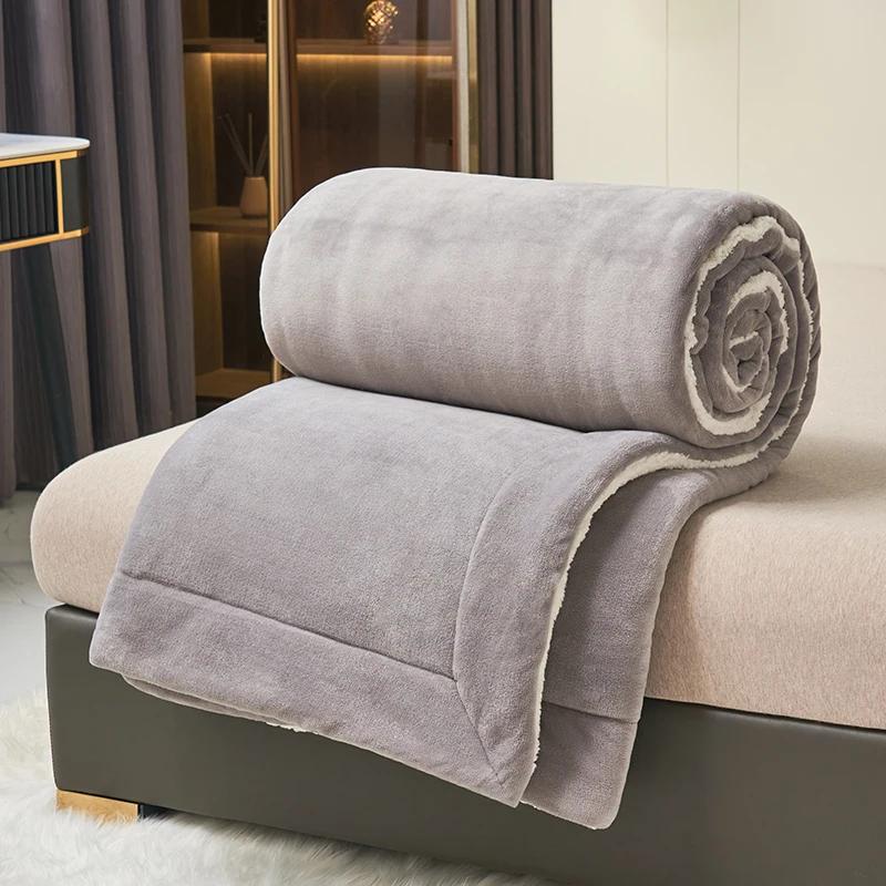 Plush Thick Warm Winter Blanket Double Layer Milk Fleece Flannel Soft Bed Blankets for Sofa Single Couple Flurry Bedspread