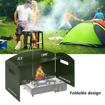 4-seitiger winddichter Camping-Windschutz für Outdoor-Kochen & Grillen - Faltbares tragbares Design mit Gewürzregal