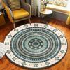 Modern Geometric Living Room Circular Rug Wave Line Pattern Boho Home Decor Round Carpet Soft Non-Slip Floor Mat for Bedroom
