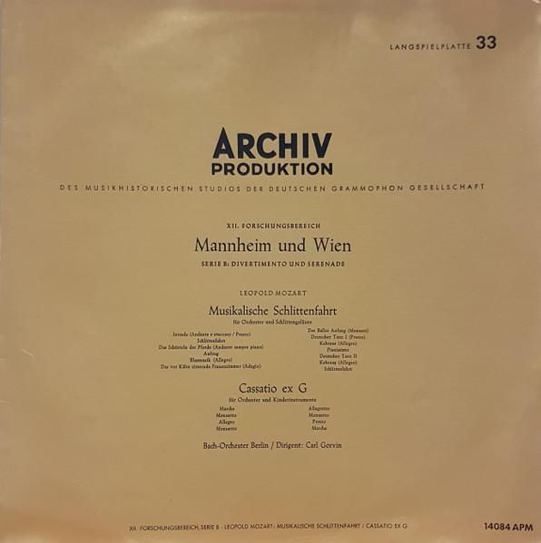 

LP Record LEOPOLD MOZART, CARL GORVIN, BACH-O - Musikalische Schlittenfahrt / Cassa 14084APM Archiv Produkti 1957 Germany Classical Used