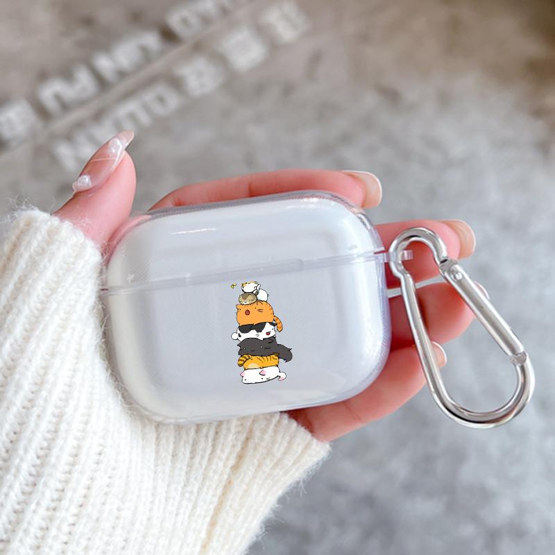 Cartoon Cat Graphic Silicon Case For Apple Airpods 1 or 2 Shockproof Cover For AirPods 3 Pro Pro2 Transparent Earphone Protector