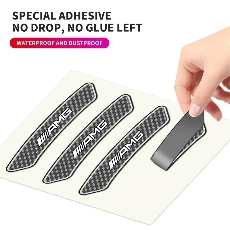 4Pcs Car Wheel Rim Sticker Hub Decoration Carbon Fibre Decals For Mercedes benz AMG C E S GLE CLC Class W205 124 W221 W213 W212