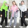 Kids Waterproof Suit Hooded Raincoat Jacket Trousers Set Puddle Suit Zip Boys Girls