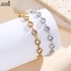EFFIE QUEEN Stainless Steel 18k Gold Zirconia Tennis Chain Bracelet Ideal Jewelry for Women, Men Wedding Party Banquet SKTB01