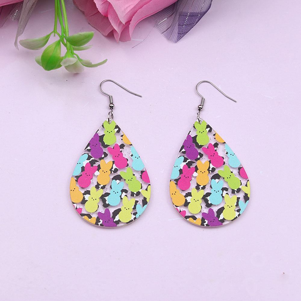 Paskalya akrilik baskılı küpeler tavşan su damlaları kadınlar için şık ve kişiselleştirilmiş küpeler ve aksesuarlar