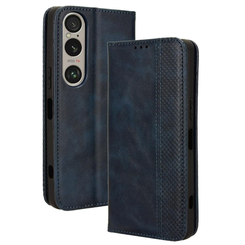 

For Sony Xperia 1 VI Leather Case Magnetic Closing Phone Cover with Wallet Blue