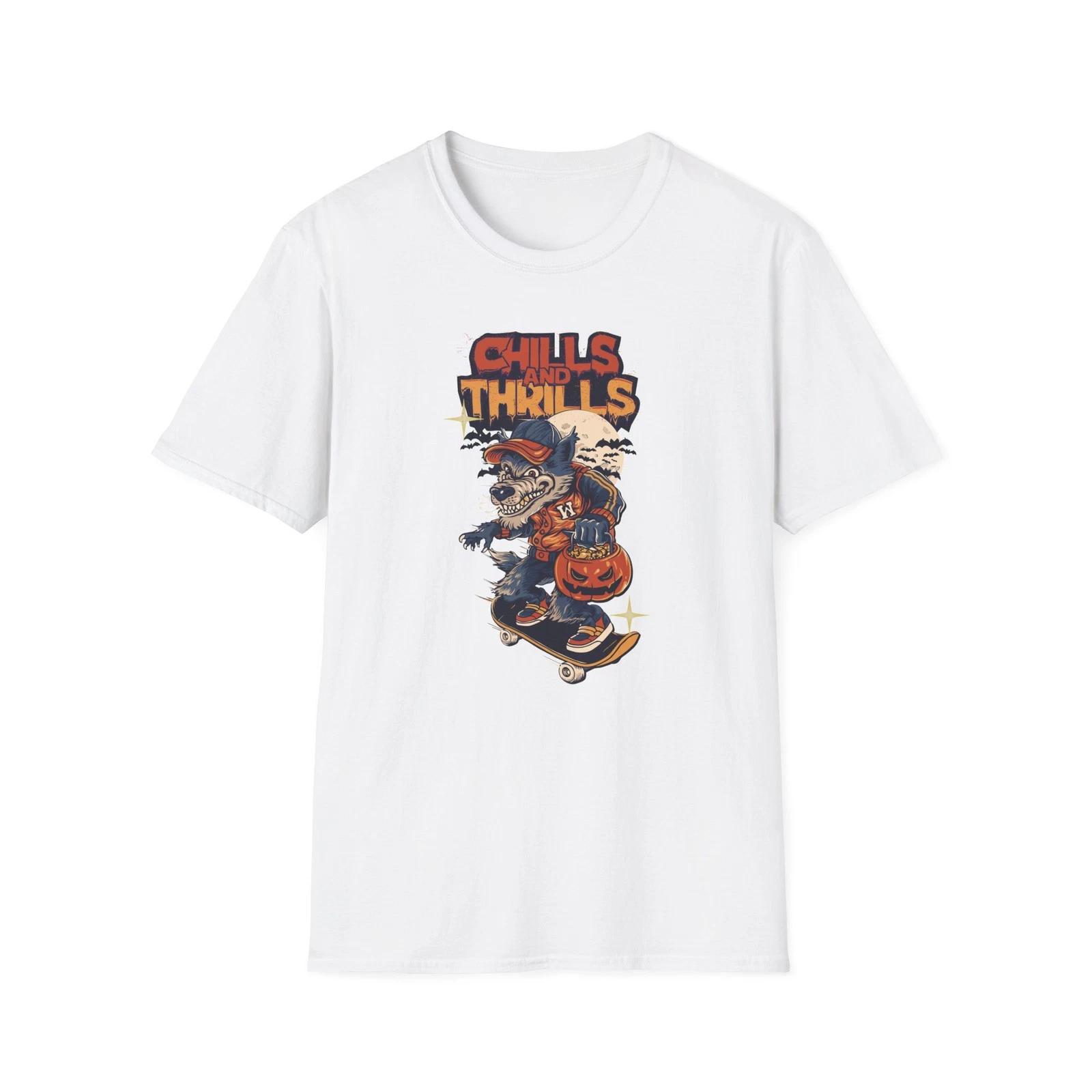 Halloween Chills and Thrills T-Shirt, Unisex Graphic Tee, Spooky Season XL