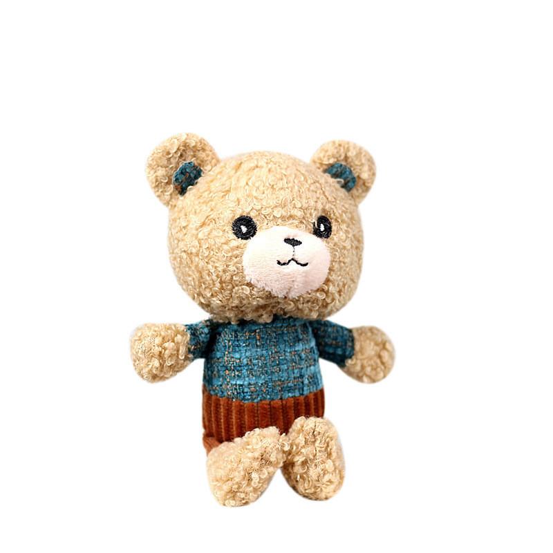 Adorable Mini Plush Teddy Bear Keychain Short Plush Stuffed Toy Bag Accessory