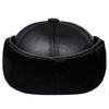 Winter Men's Leather Hat Thicken Leather Sheepskin Baseball Caps With Ears Warm Snapback Dad's Hats Sombrero De Cuero Del Hombre