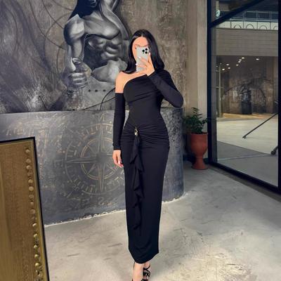 Herfst Winter Nieuwe Dames Off Shoulder Sexy Bodycon Avondjurk, Elegante Feestjurk voor Crossborder