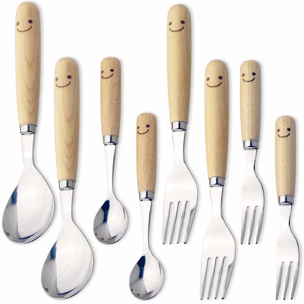 Nagao Wai Wai Kitchen Dinner Cutlery 8 Stainless Made In Japan Set, Pieces, Steel, Wooden, WY-46