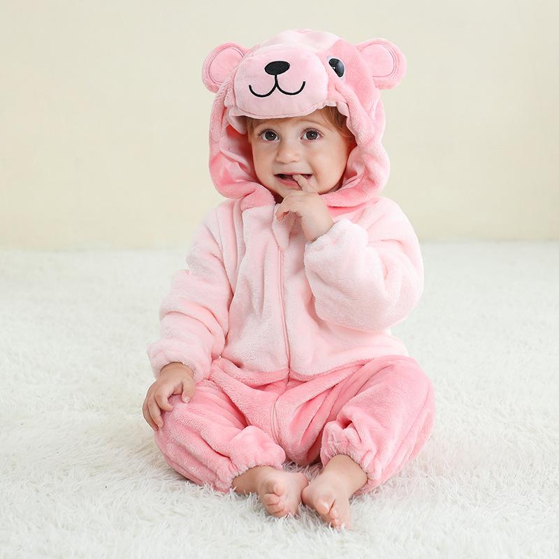 Children's Animal Onesie Pajamas Flannel Sleepwear Winter Warm Homewear Jumpsuit One-Piece Hooded Fleece Rompers Long Sleeve Outfits for Girls Boys