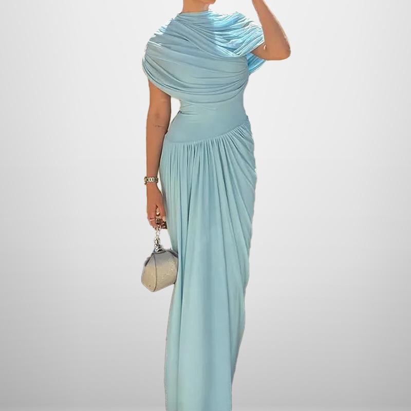 Frühling 2026 neue Damenbekleidung, europäisches und amerikanisches grenzüberschreitendes Kleid, elegantes Temperament, tailliertes und dünnes Faltenkleid, langes Kleid
