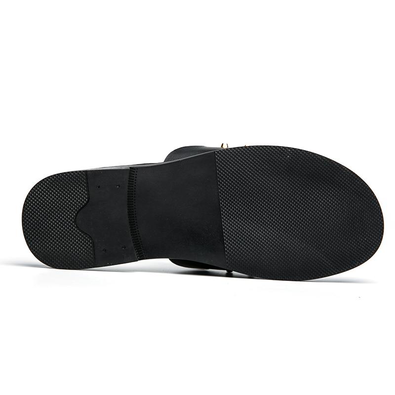 Summer Men's Flat Slippers Slide Sandals Outdoor Beach Open Toe Casual Soft Walking black Leather slippers