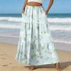 Women's Casual High Waist Drawstring A-line Skirt Color Skirt With Pockets