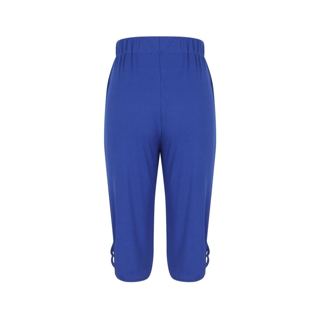 Women's -Color Simpled Cross-Tie Ribbed Bottoming Sports Yoga Pants, Outerwear-Friendly Cropped Trousers