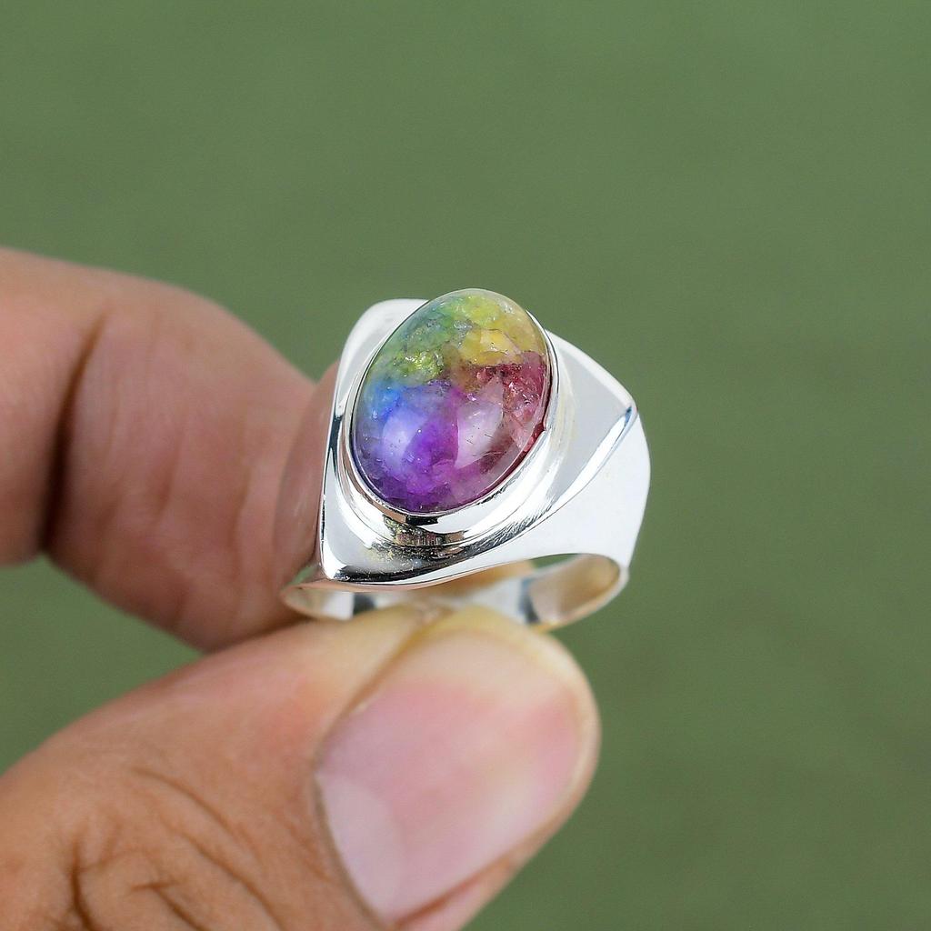 Rainbow Solar Quartz Druzy Ring 925 Sterling Silver Ring Amazing Handmade Ring Elegant Gemstone Jewelry Gift For Love Available In Ring Size