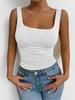 2026 Ärmelloses Damen-Cropped-Top mit quadratischem Ausschnitt und Raffung