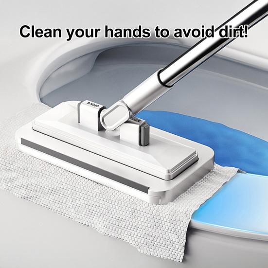Lazy Mop Stainless Steel Ergonomic Handle Floor Scrubber Mop with 2 Absorbent Velvet Clothes