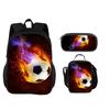 Soccer Backpack, Pencil Case, Ice Pack, 3Pcs Set, New Football Print, Best Partner for Male and Female Students Going To School
