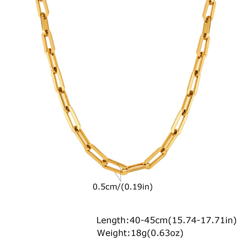 Jewelry Stainless Steel Rectangle Chain Necklace 18K Gold Ladies Necklace Accessories 1822