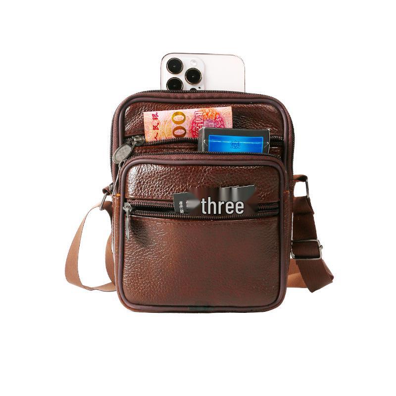 Genuine Leather Men's Vertical Crossbody Phone Waist Bag with Belt Loop (8-Inch)
