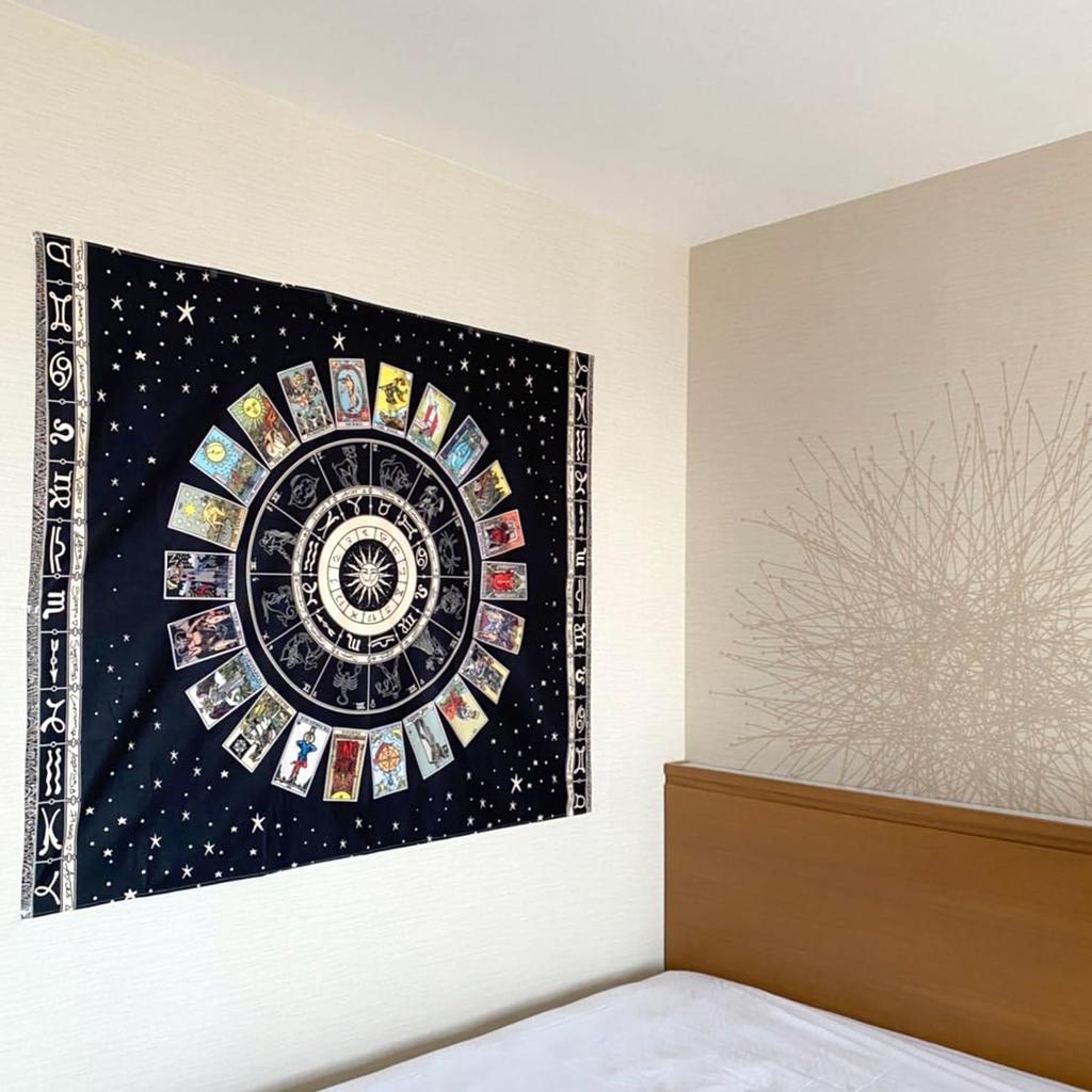 RELIGHT Tarot Magische Wand Innenvorhang 210 x 150 Wandteppich, Magie, Wahrsagerei, Tricks, Hängend, (Schwarz (Tarotkarten, Dick) cm)