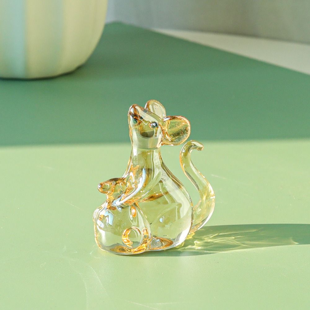 Exquisite Mouse Rat Figurine Attracting Wealth Animal Model Crystal Rat Ornament  Living Room