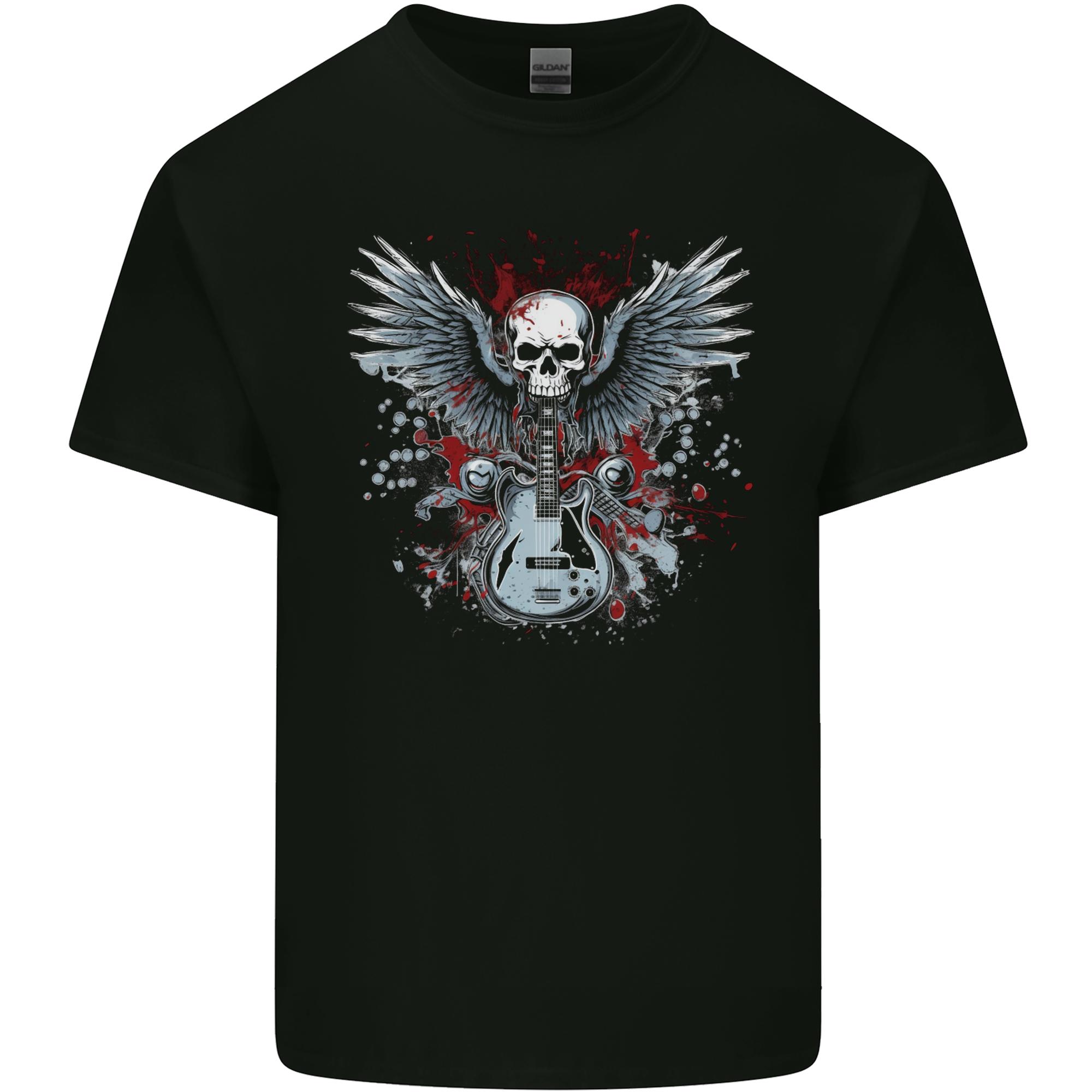 Guitar Skull Heavy Metal Rock Music Wings Unisexs Light Cotton TShirt S