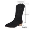British Style Suede Pointed Toe Low-heeled Knight Boots for Winter 2025 New Plus-size Embroidered Sleeve Mid-leg Boots