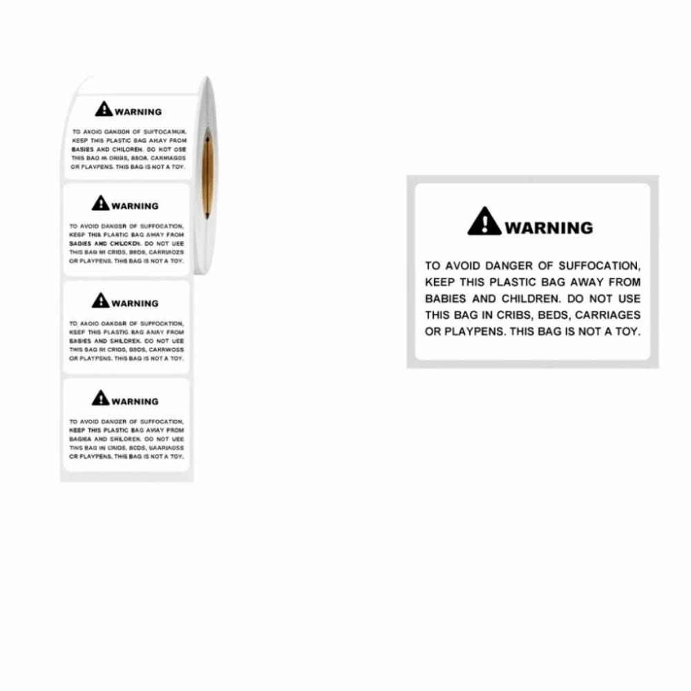 800Pcs Clear Printing Choking Warning Stickers Safety Warning Decals Plastic Packaging Bags