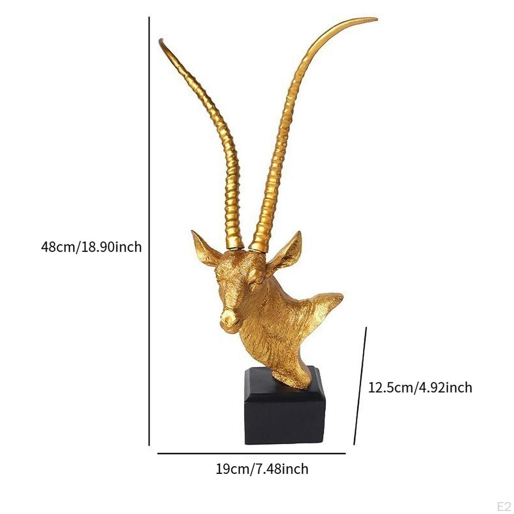Antelope Head Sculpture Aesthetic Collectible Realistic Ornament Resin Crafts for Hallway Living