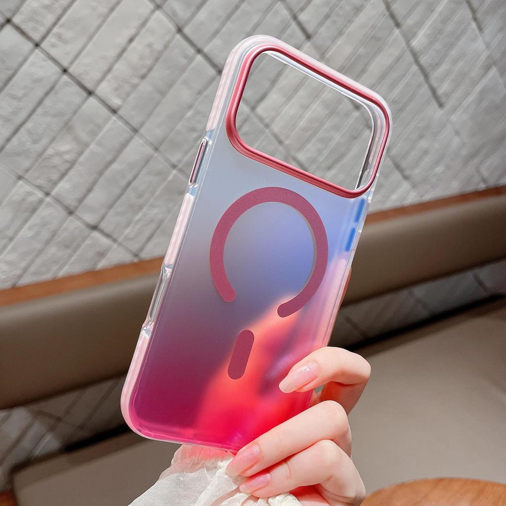 IPhone 17 Pro Max Blaulichtverlauf Magnetische Schutzhülle mit Zweifarbiger Airbag Sturzsicherer Design