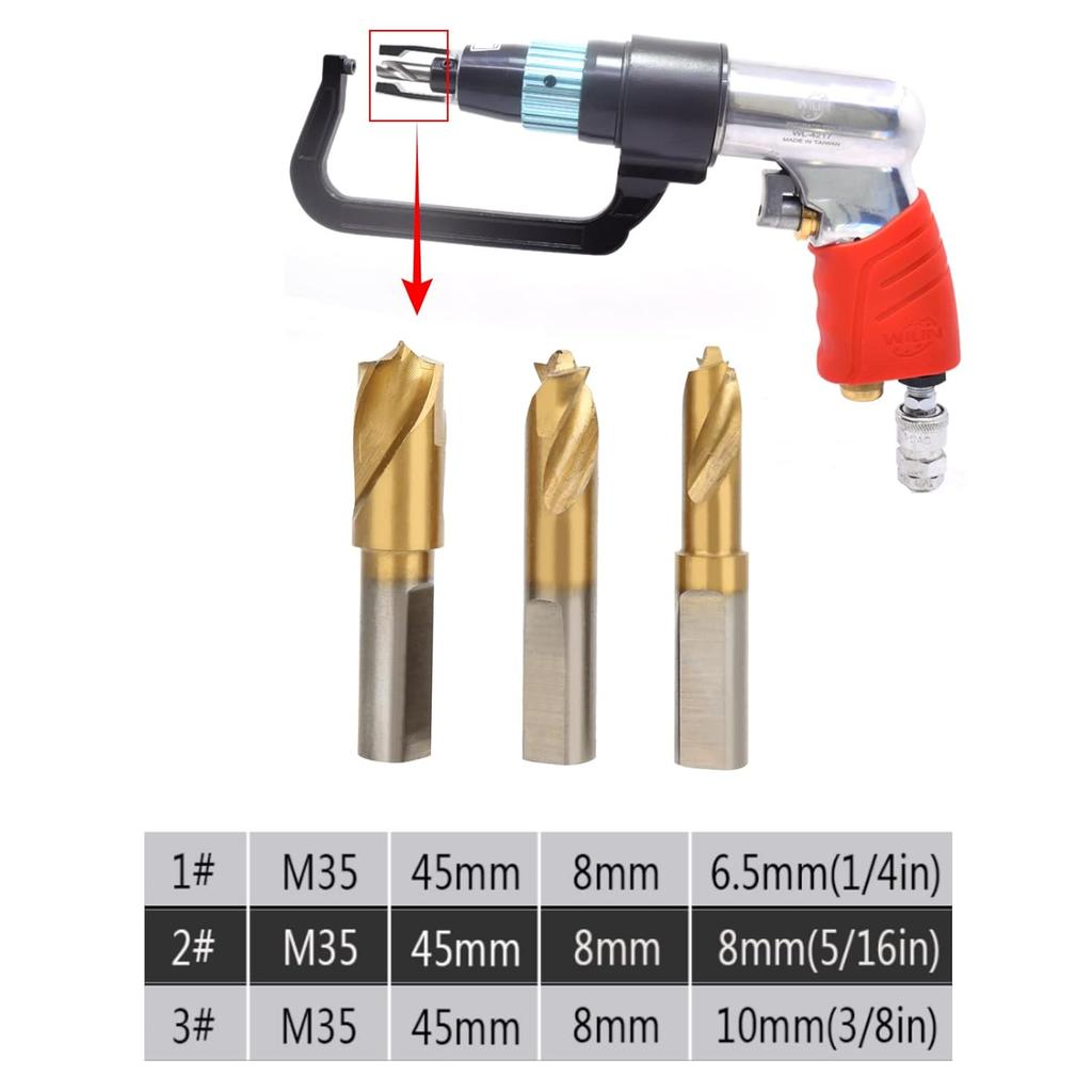 Thincol 3Pcs Cobalt Spot Weld Drill Bit Set, 8mm Shank, 1/4in, 5/16in, 3/8in Cutting Diameter, Automotive Sheet Metal Working, with Case