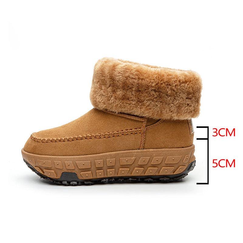 

Tire sole leather inner height increase snow boots women s winter lightweight versatile real hair warm short cotton boots 34 малиновый