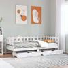 Daybed with Drawers White 80 X 200 Cm Pine Wood