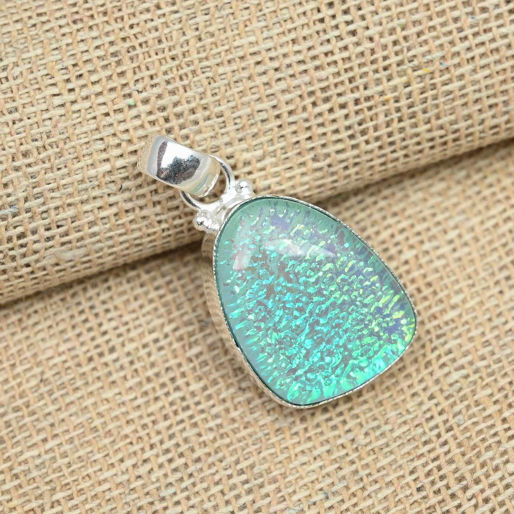 Blue Triplet Opal Gemstone Handmade Solid 925 Sterling Silver Jewelry Birthday Pendant For Her