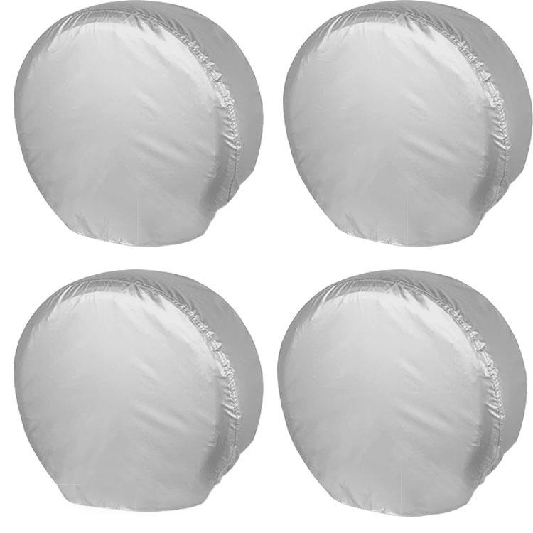 Grey 420D Oxford Cloth RV Tire Covers - 4-Piece Set for Sun Protection.