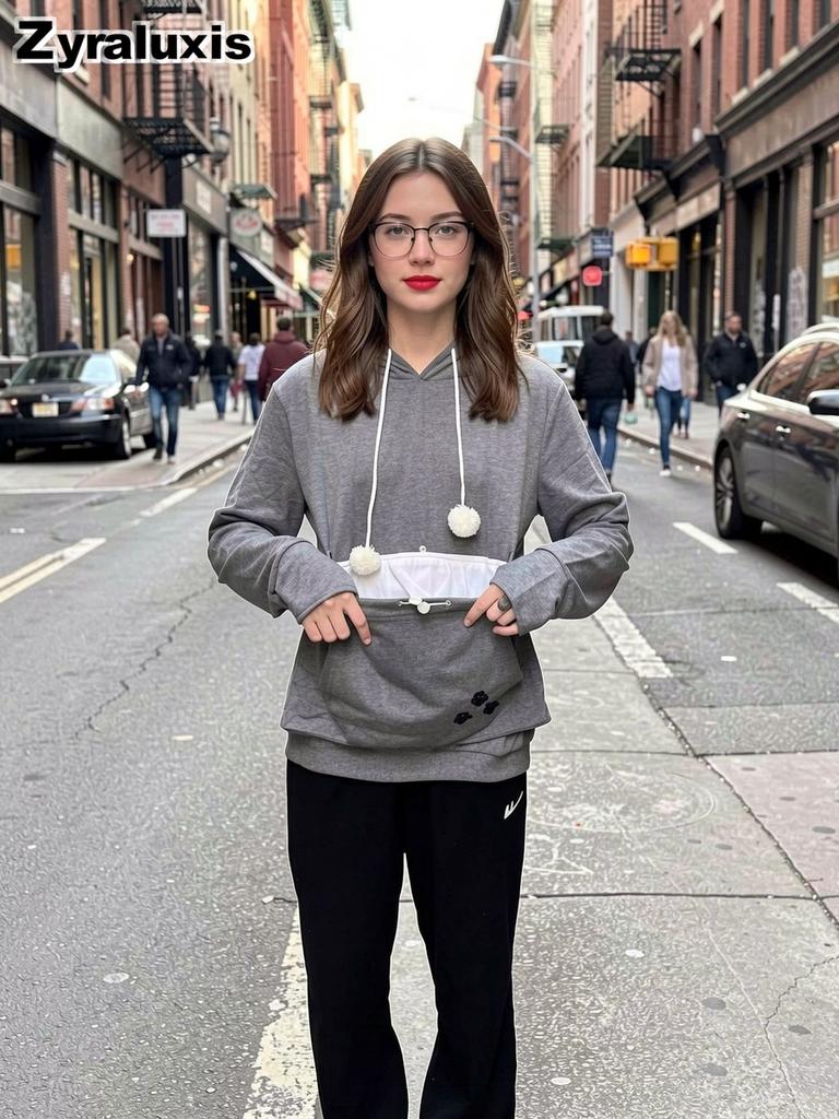 Women's Oversized Pockets Hoodie with Long Sleeve and Warm Sherpa Lining for Fall Winter Daily Wear